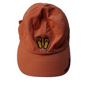 Life Is Good Baseball Cap Hat OSFM Flip Flops Embroidered Jake Face Peach Orange